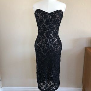 Black Lace Strapless Cocktail Dress